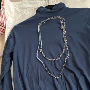 Elegant Blue Beaded Necklace and Earrings